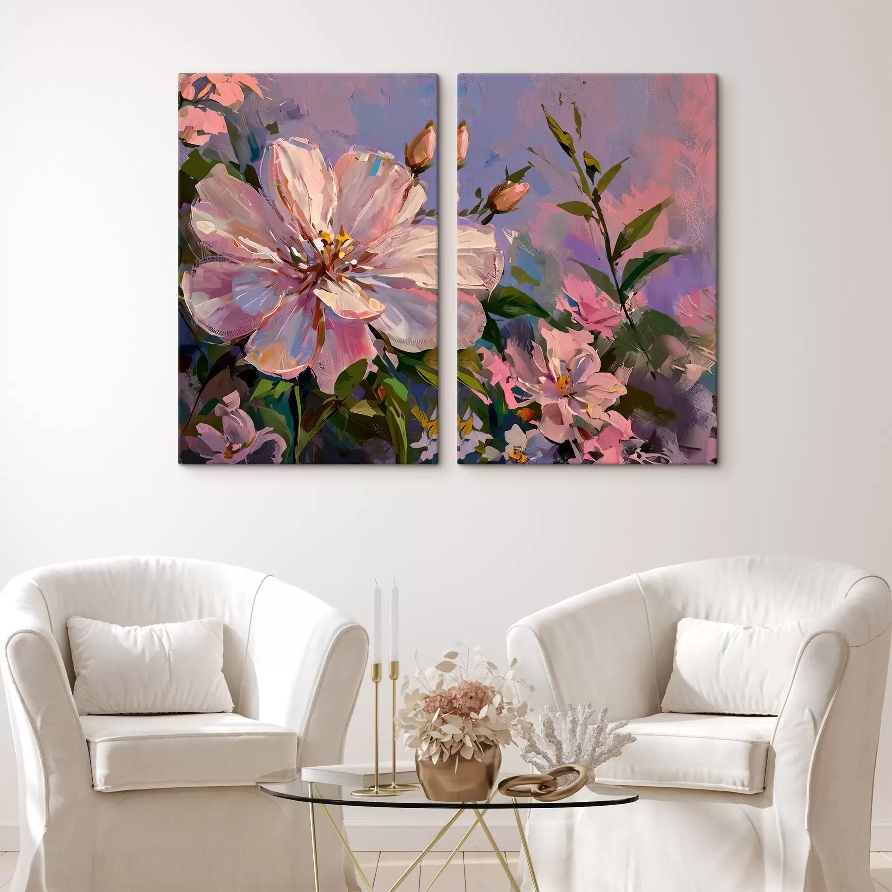 murales flores rosas al estilo de la pintura al óleo m00706