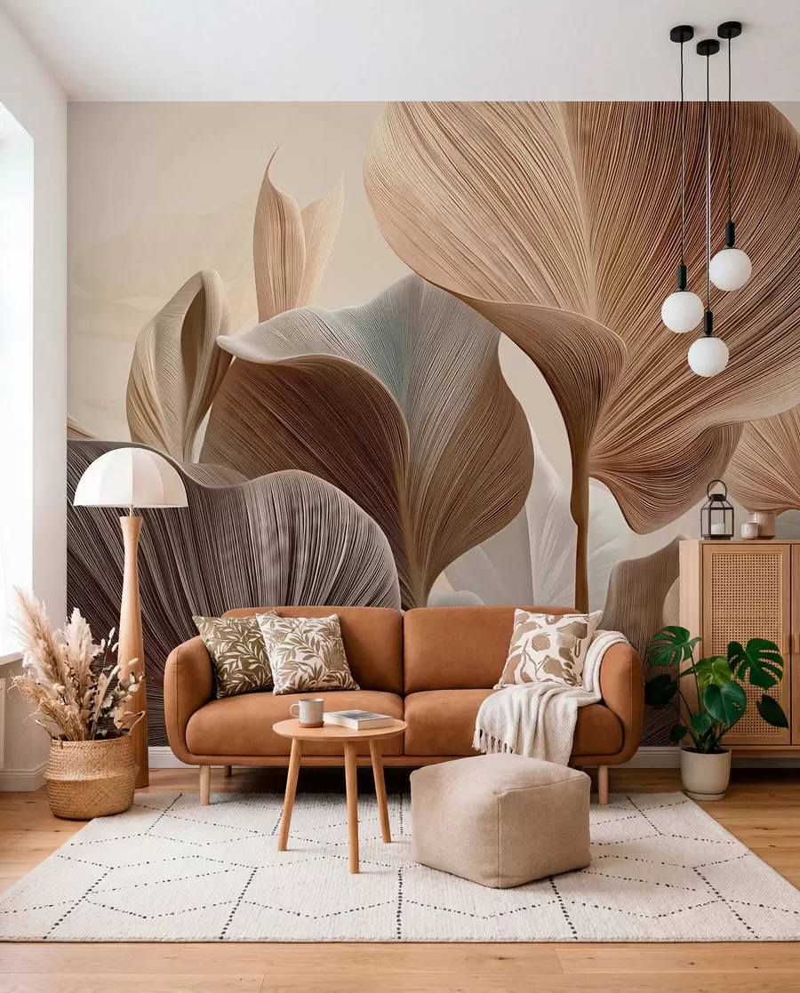 peintures murales Feuilles sculptées w04549