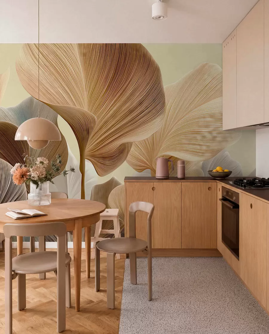 Wall Mural Photo Wallpaper Sculpted Leaves in Sand w04549v2
