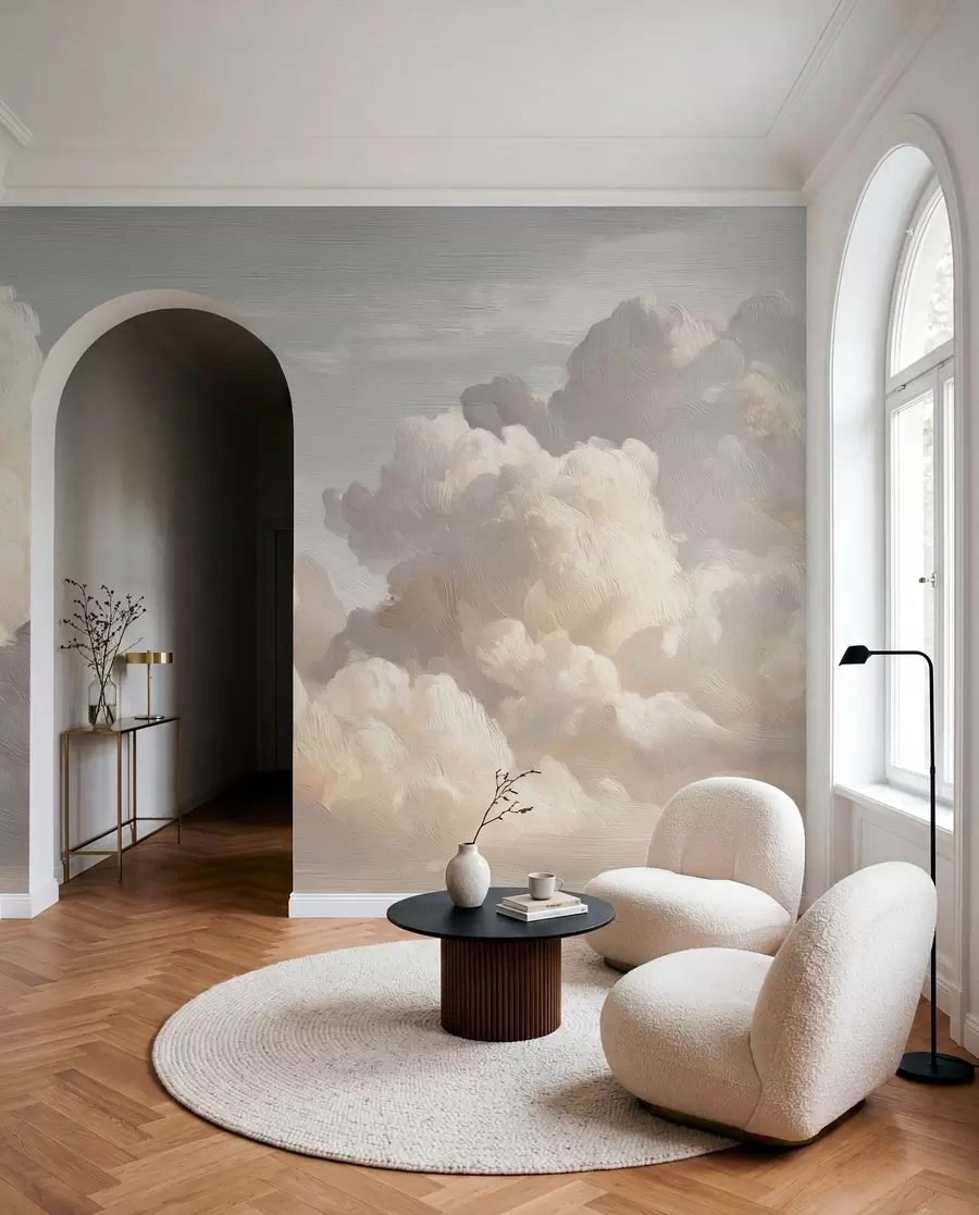 peintures murales Des nuages spectaculaires peints à l'aide de pinceaux aux textures douces w04550