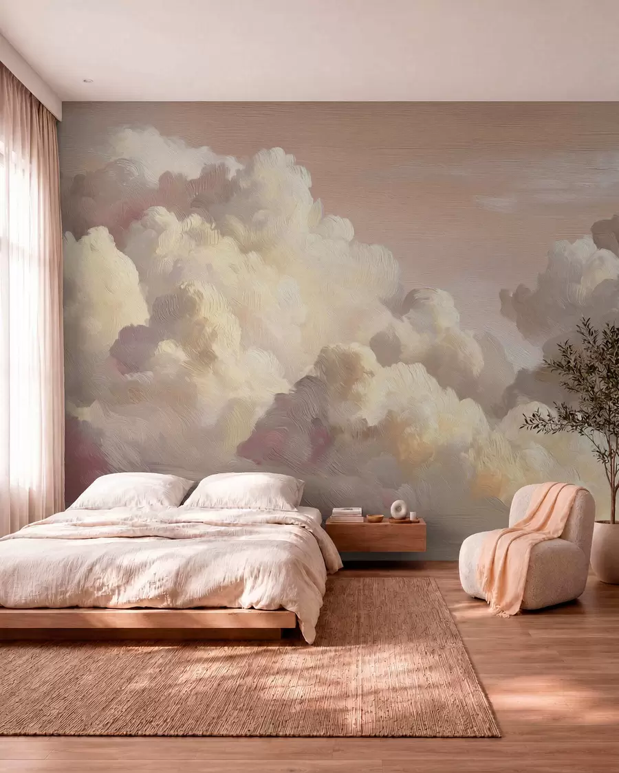 Wall Mural Photo Wallpaper Clouds in warm pastel pink light w04550v1