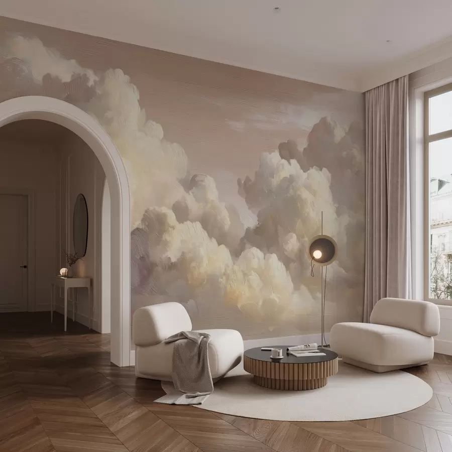 Wall Mural Photo Wallpaper Clouds in warm pastel pink light w04550v1