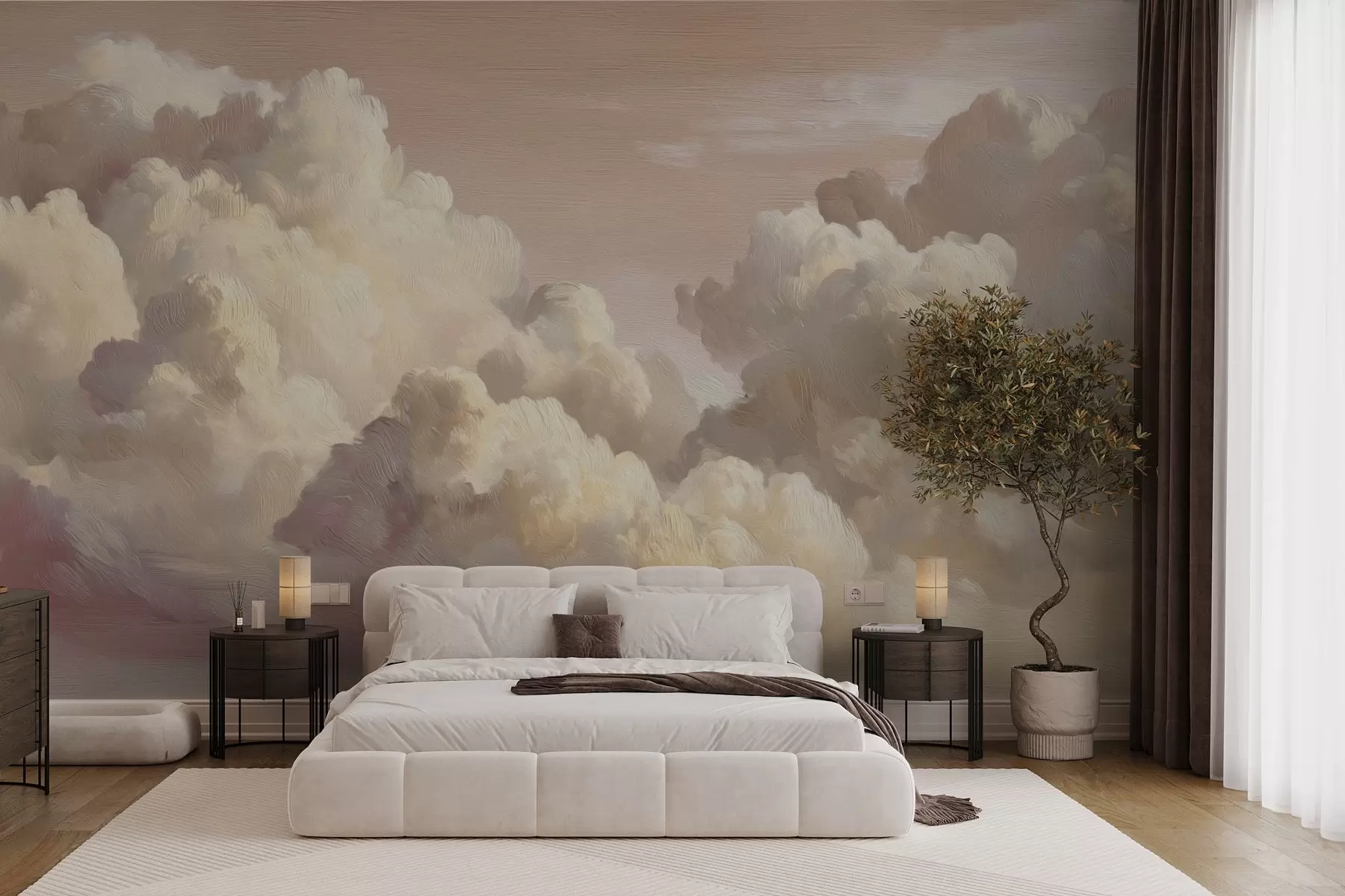Wall Mural Photo Wallpaper Clouds in warm pastel pink light w04550v1