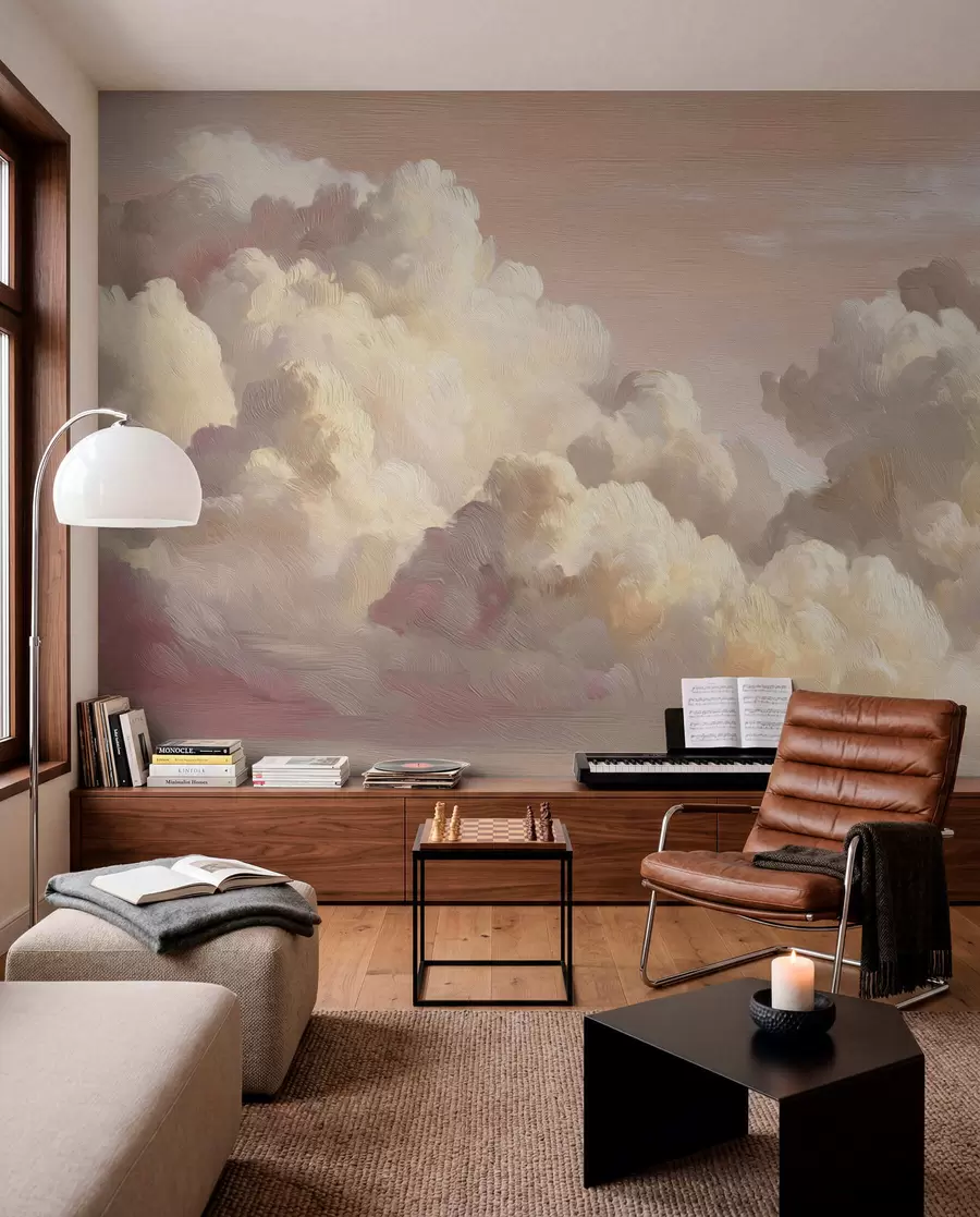 Wall Mural Photo Wallpaper Clouds in warm pastel pink light w04550v1