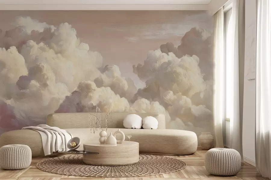 Wall Mural Photo Wallpaper Clouds in warm pastel pink light w04550v1
