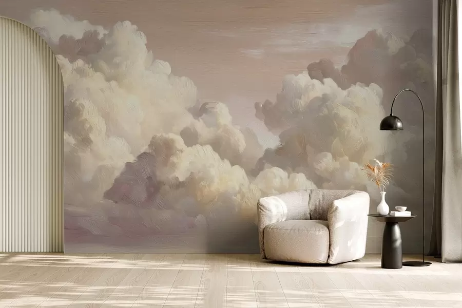 Wall Mural Photo Wallpaper Clouds in warm pastel pink light w04550v1