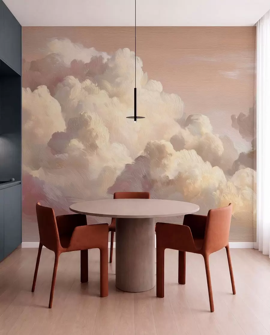 Wall Mural Photo Wallpaper Clouds in warm pastel pink light w04550v1