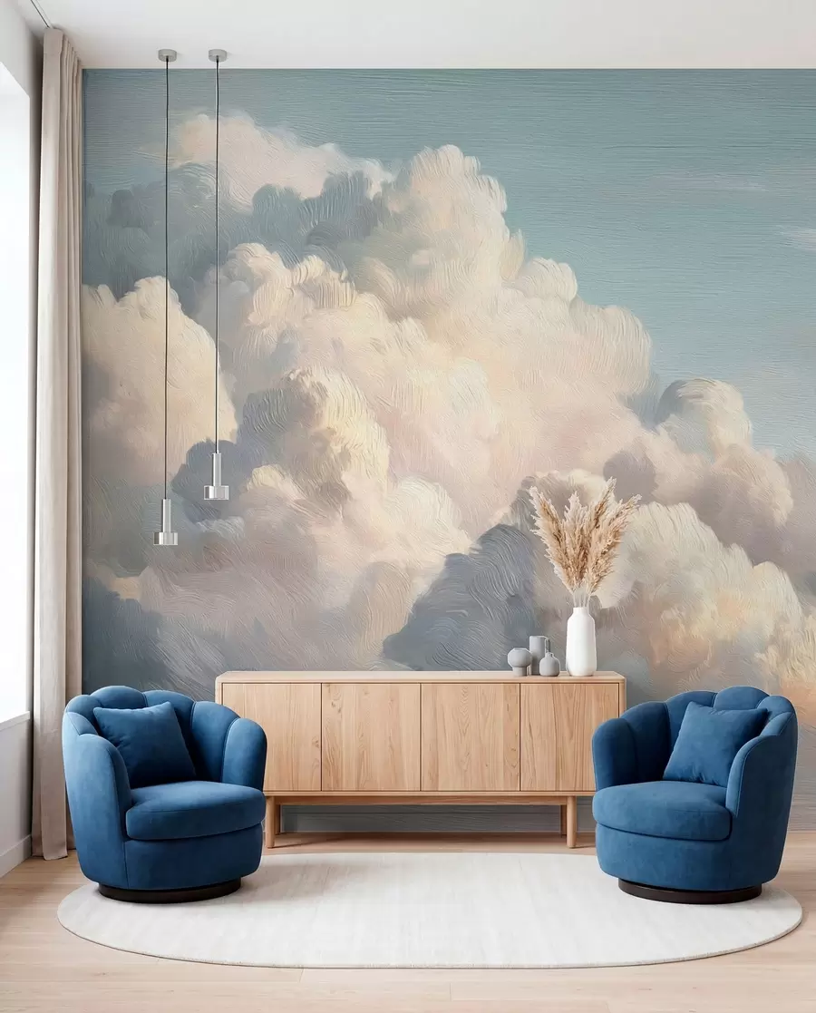 Wall Mural Photo Wallpaper Clouds in soft blue sky with light texture w04550v2