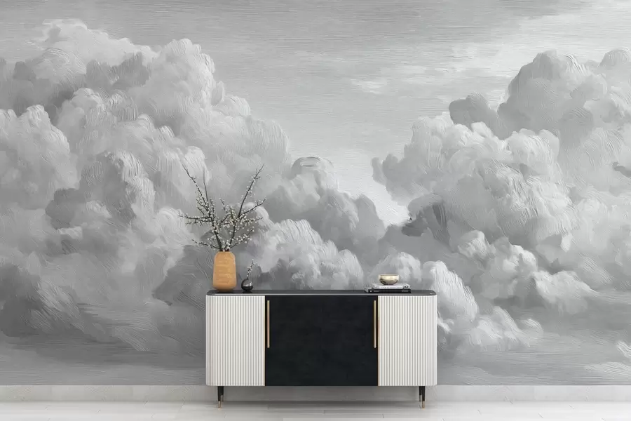 wall murals Monochrome textured cloud formation w04550v3