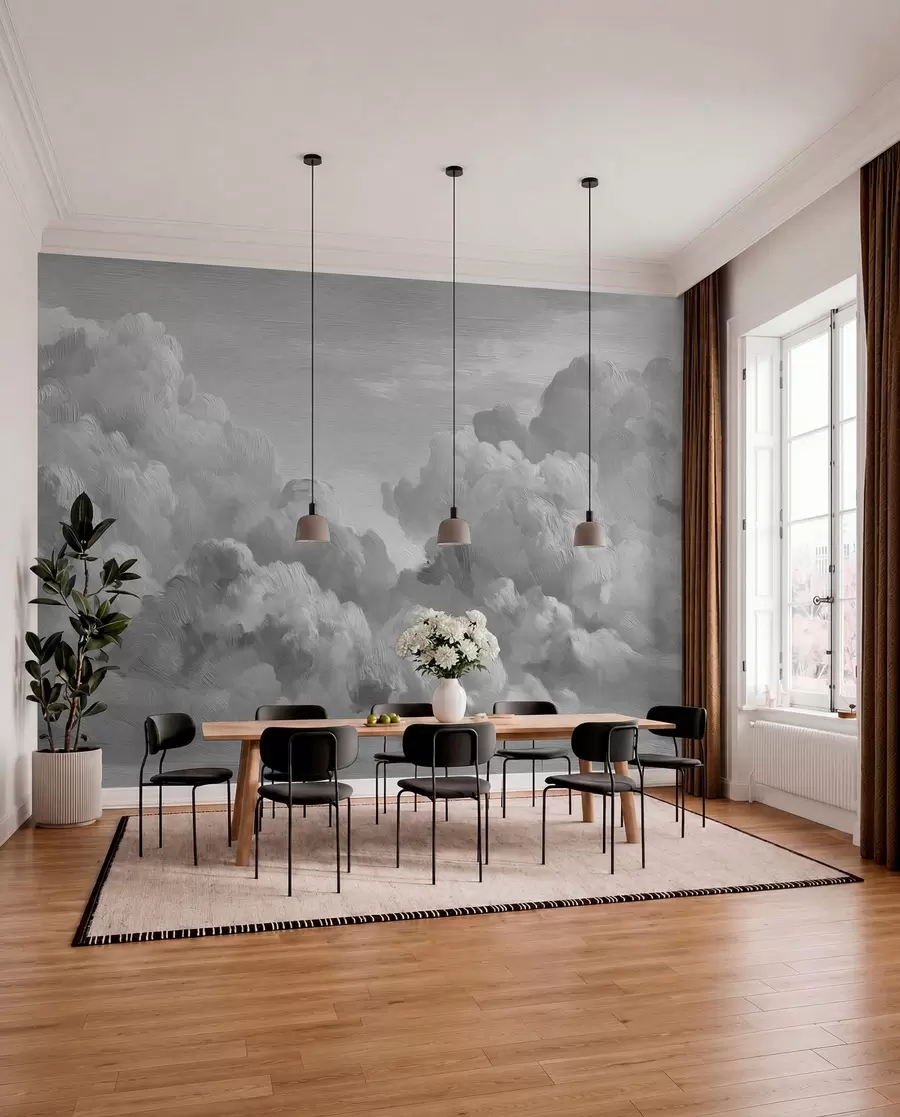 peintures murales Formation nuageuse texturée monochrome w04550v3