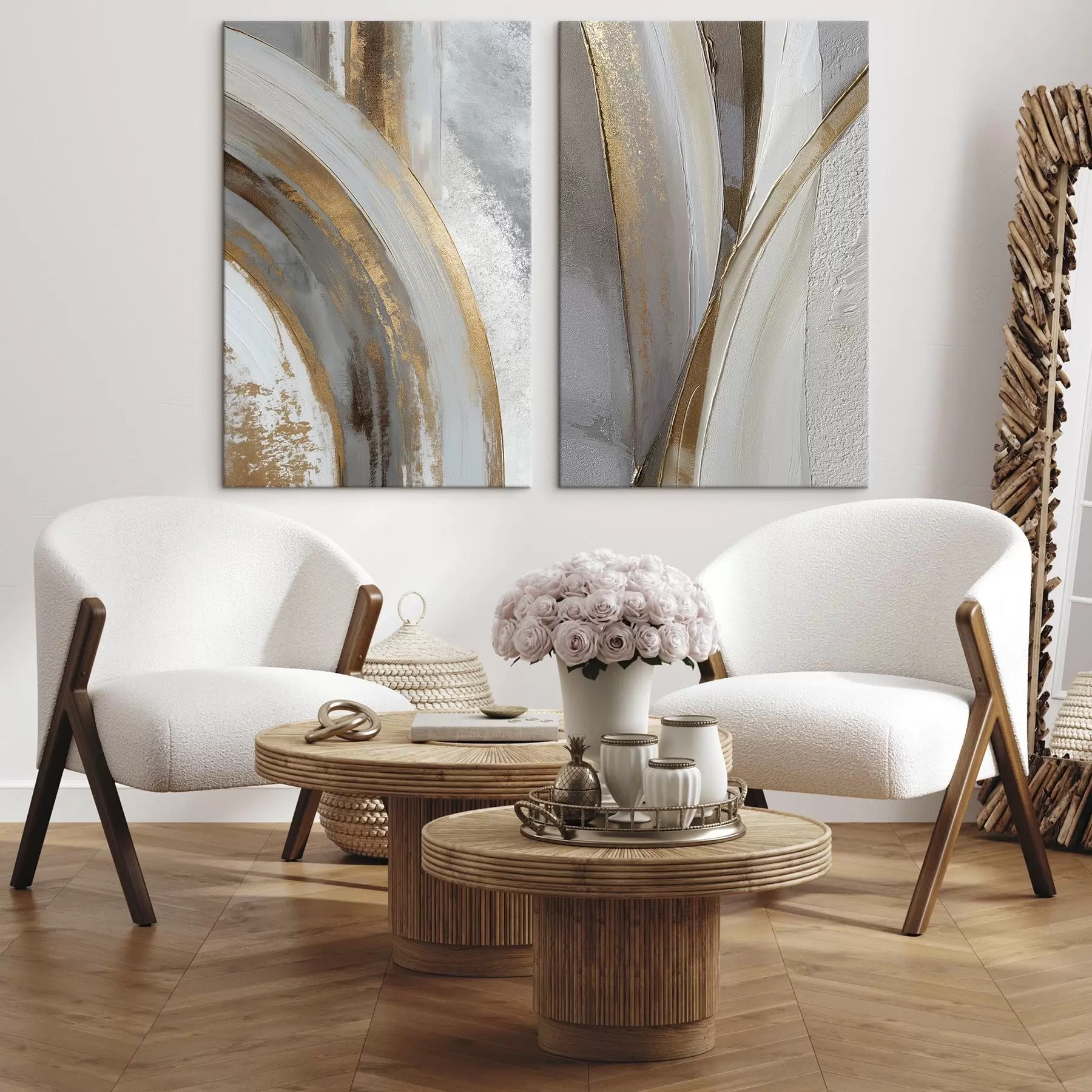 wall murals Abstract gray and yellow arcs in a modern style m00749
