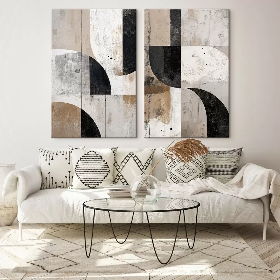 wall murals Geometric shapes in beige and black shades m00750