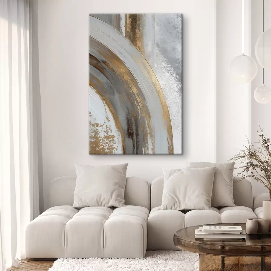 murales Semicírculos abstractos grises y amarillos s45809