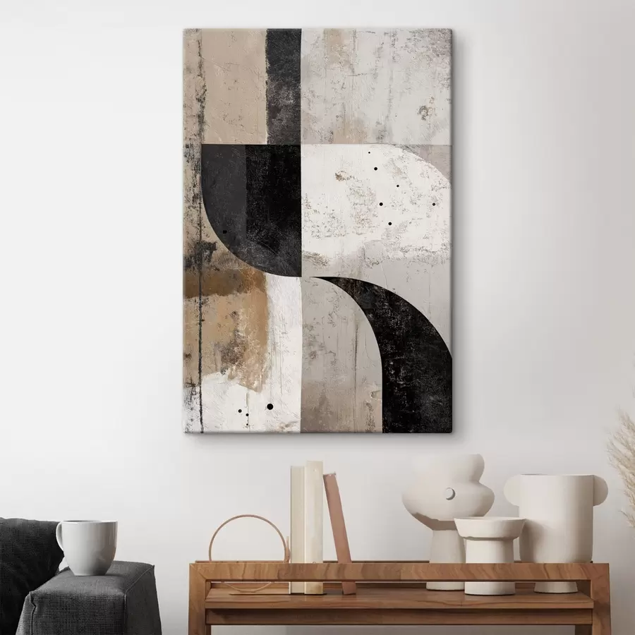 wall murals Geometric shapes in beige and black tones s45811