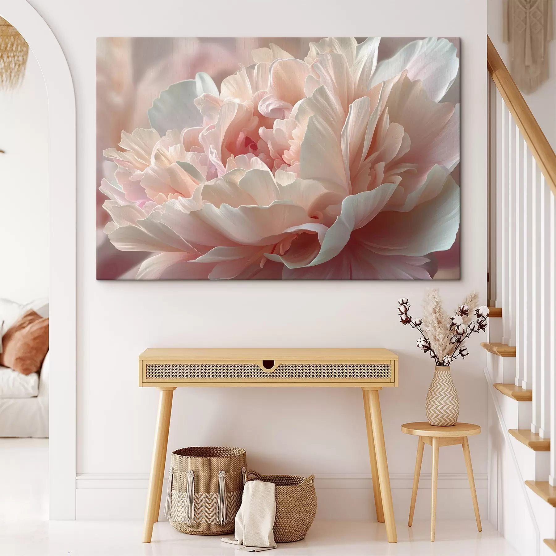 murales Peonía en flor en tonos rosa y beige s45825