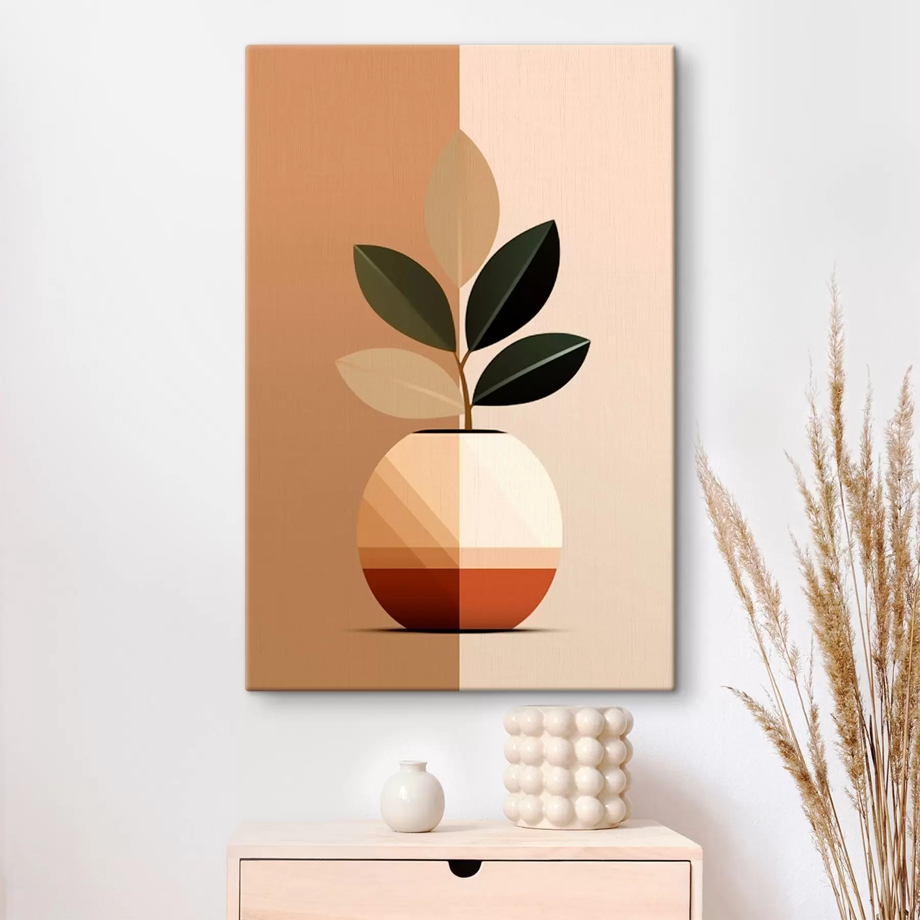 wall murals Geometric vase with leaves s45833