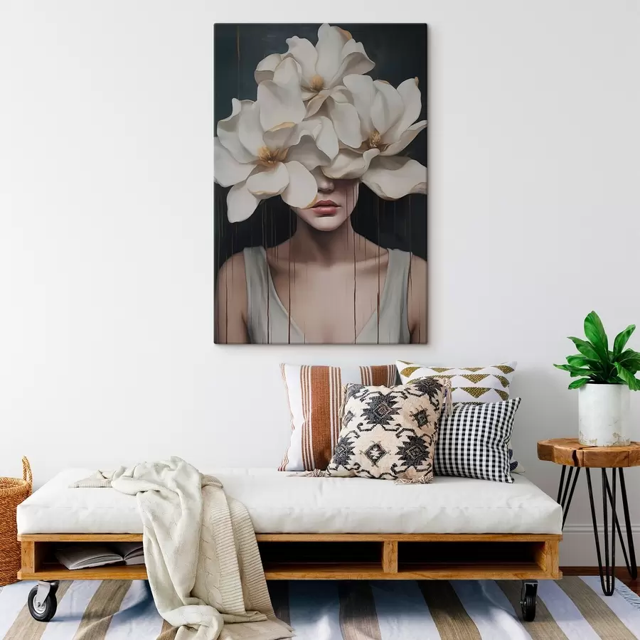 wall murals Woman with white flowers on her head s45843