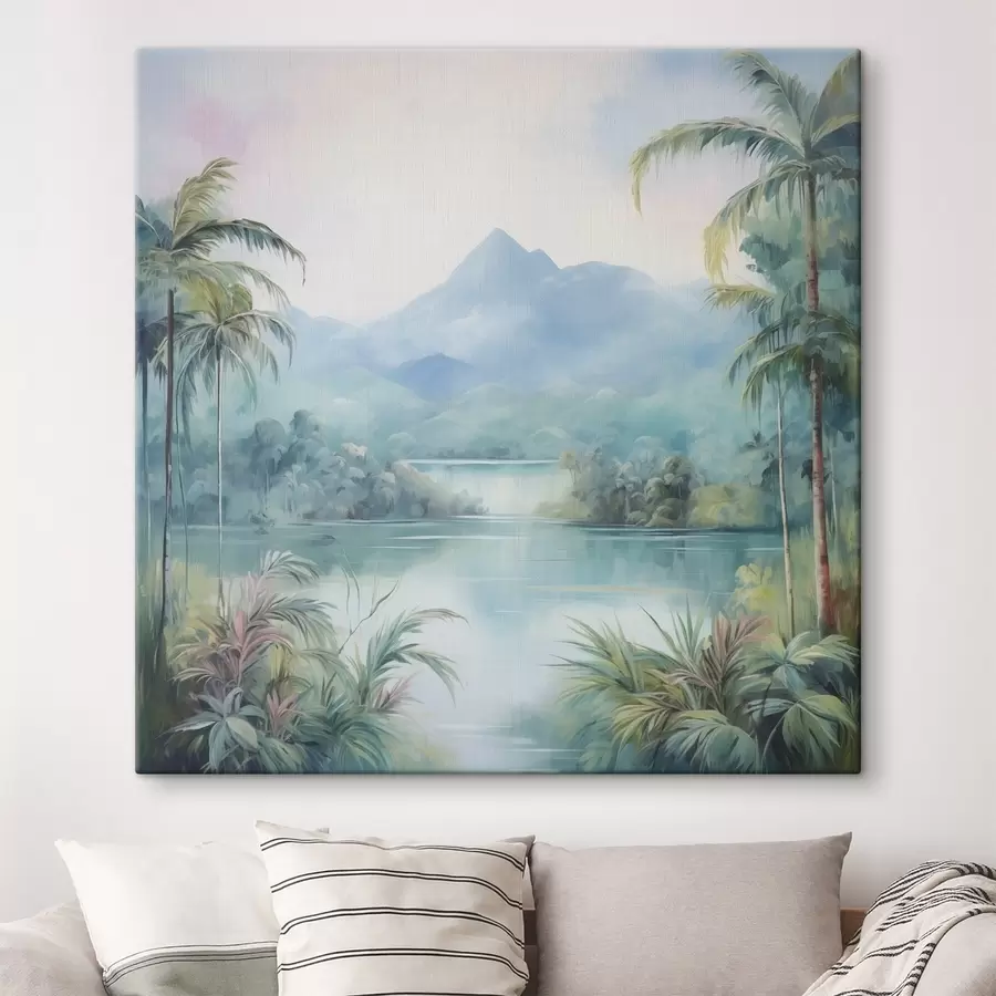 murales Río en la selva frente a la montaña s45912