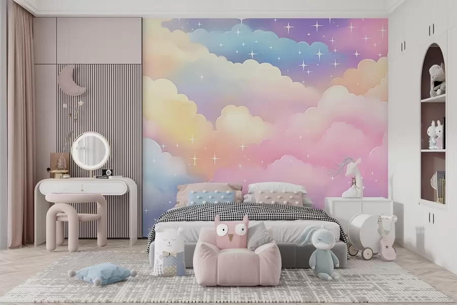 Wall Mural Photo Wallpaper Clouds with stars w04585