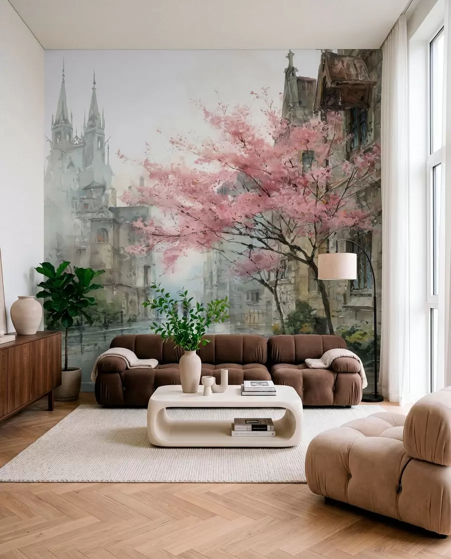 Wall Mural Photo Wallpaper watercolour-style cityscape w04500