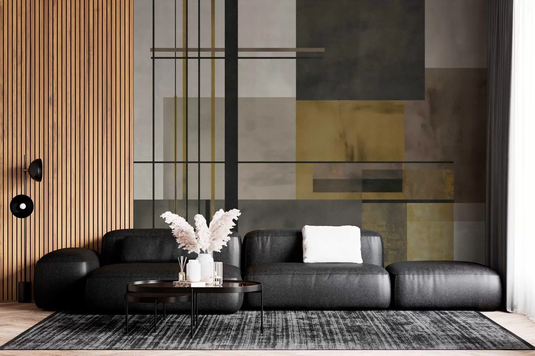 peintures murales géométrie abstraite w04502