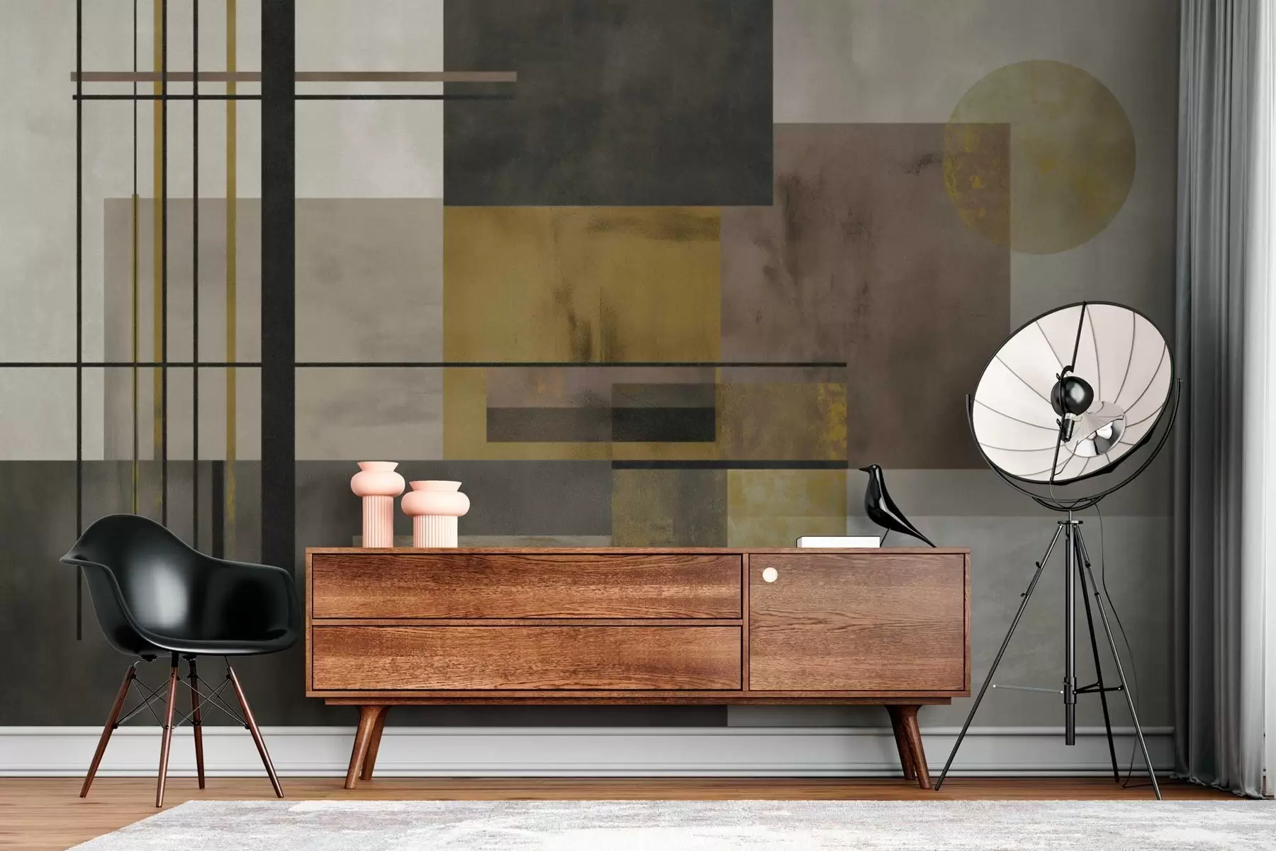 peintures murales géométrie abstraite w04502