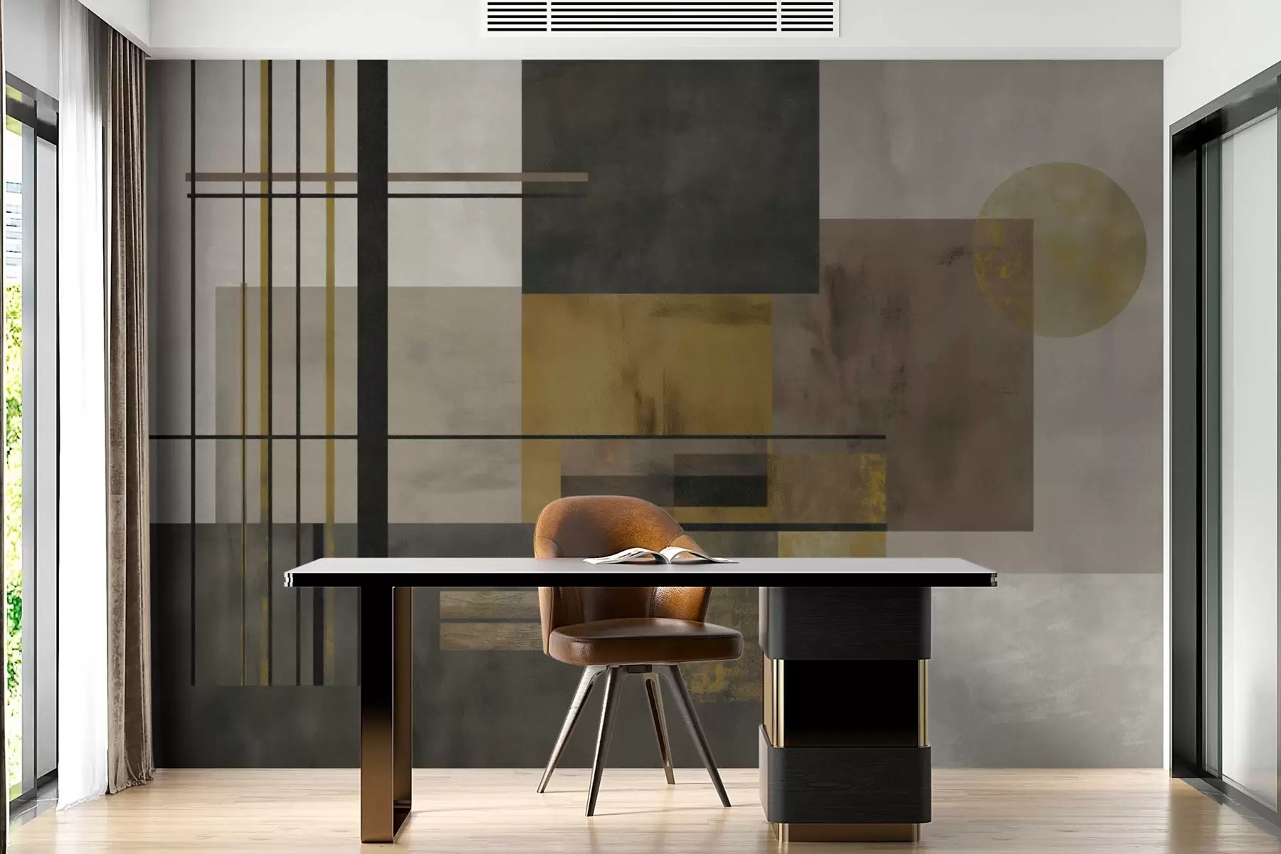 peintures murales géométrie abstraite w04502