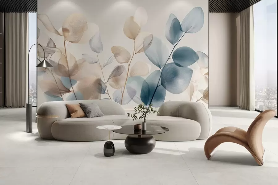 Wall Mural Photo Wallpaper elegant eucalyptus leaves with veins w04503