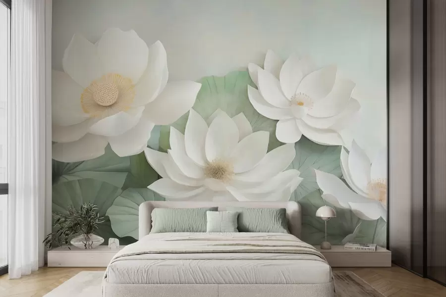 Wall Mural Photo Wallpaper Lotus flowers in foliage w04539