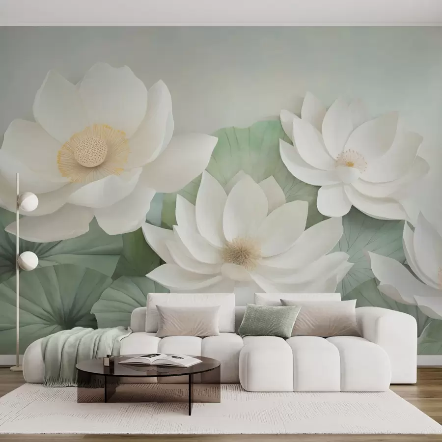 Wall Mural Photo Wallpaper Lotus flowers in foliage w04539