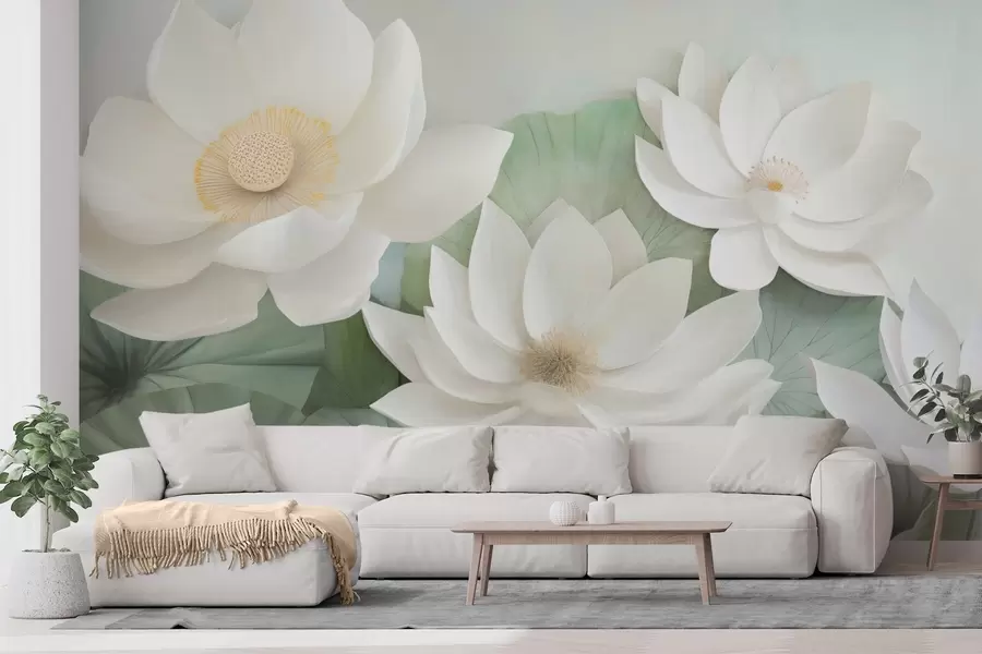 Wall Mural Photo Wallpaper Lotus flowers in foliage w04539