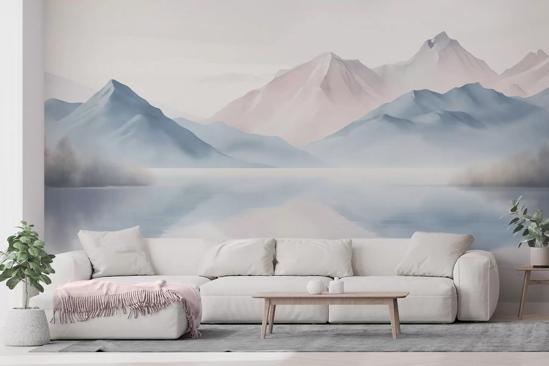 murais de parede Lago perto das montanhas w04593