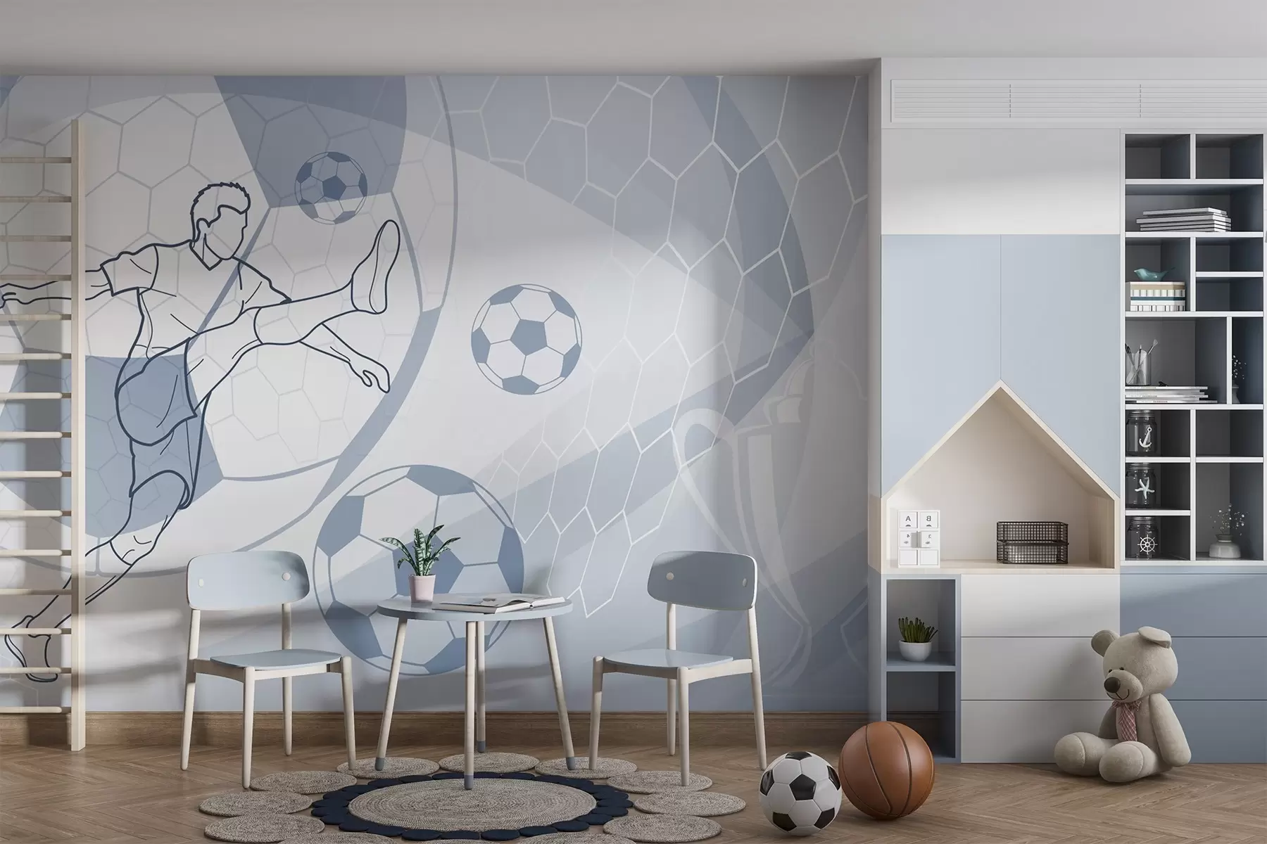 Wall Mural Photo Wallpaper Soccer player and balls w04601