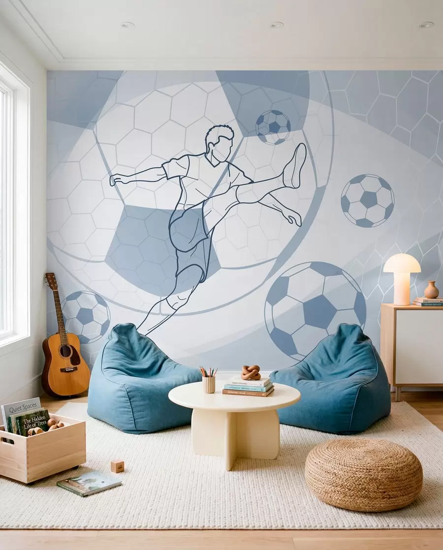 wall murals Soccer player and balls w04601