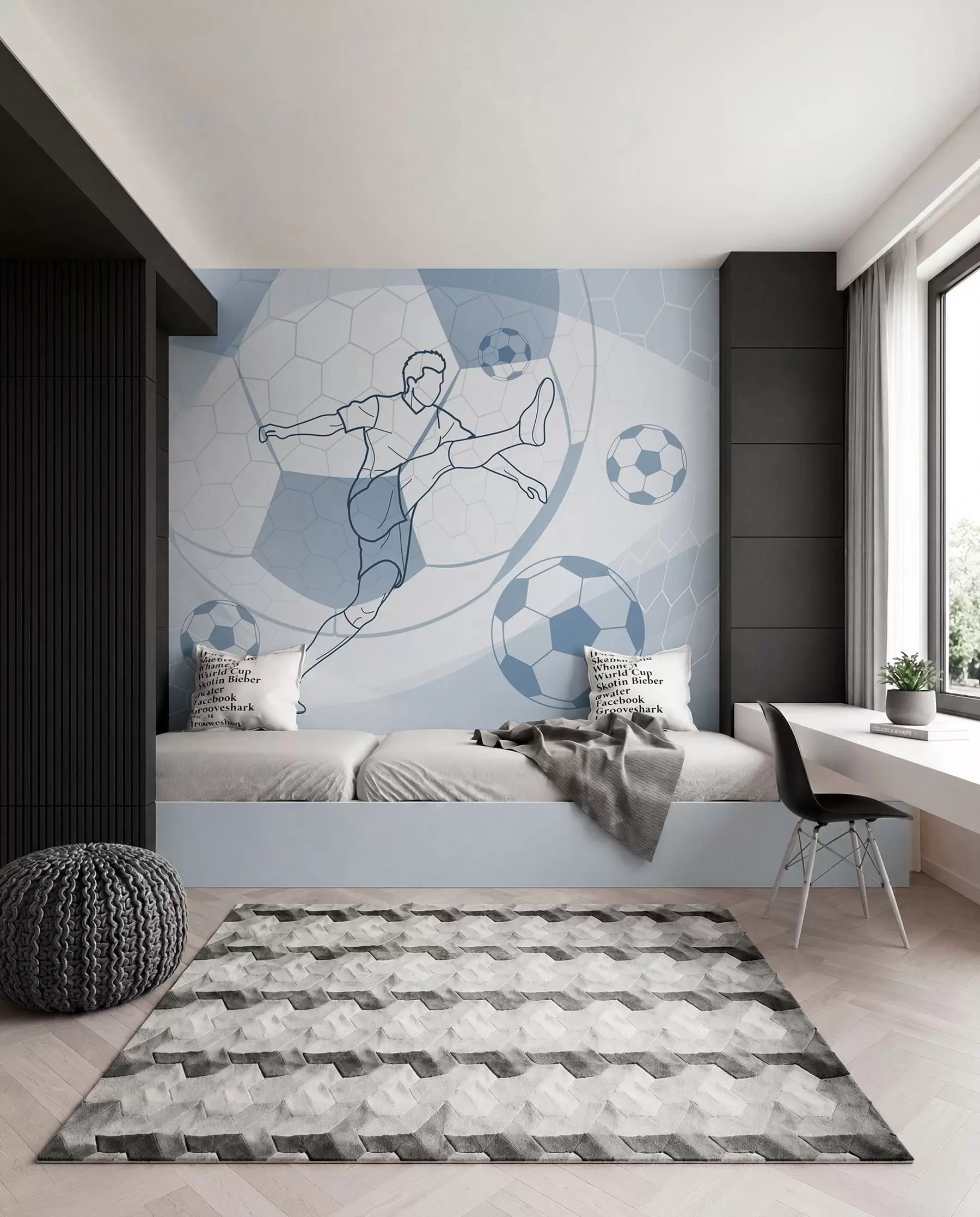 peintures murales Croquis de football bleu w04601