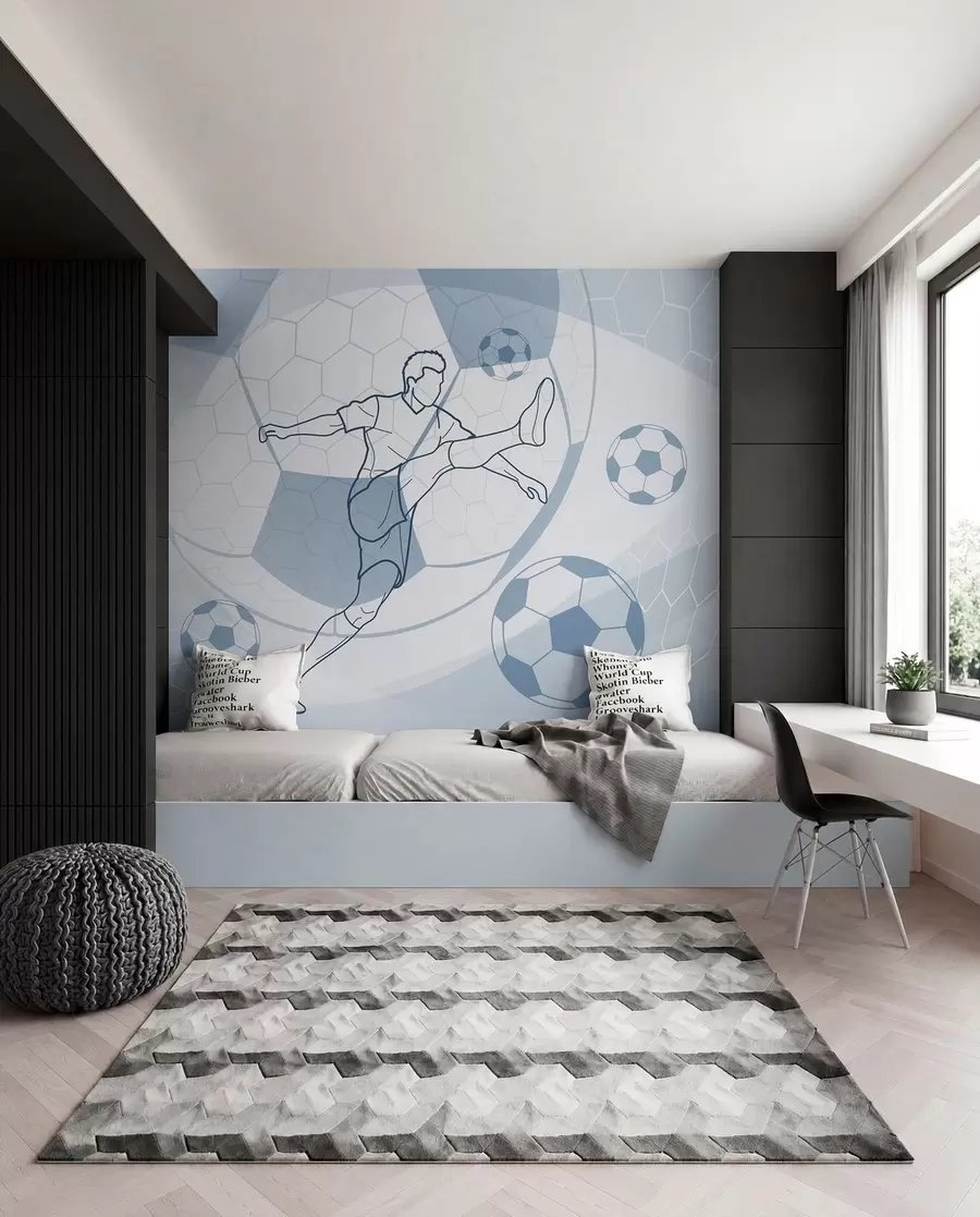 wall murals Soccer player and balls w04601