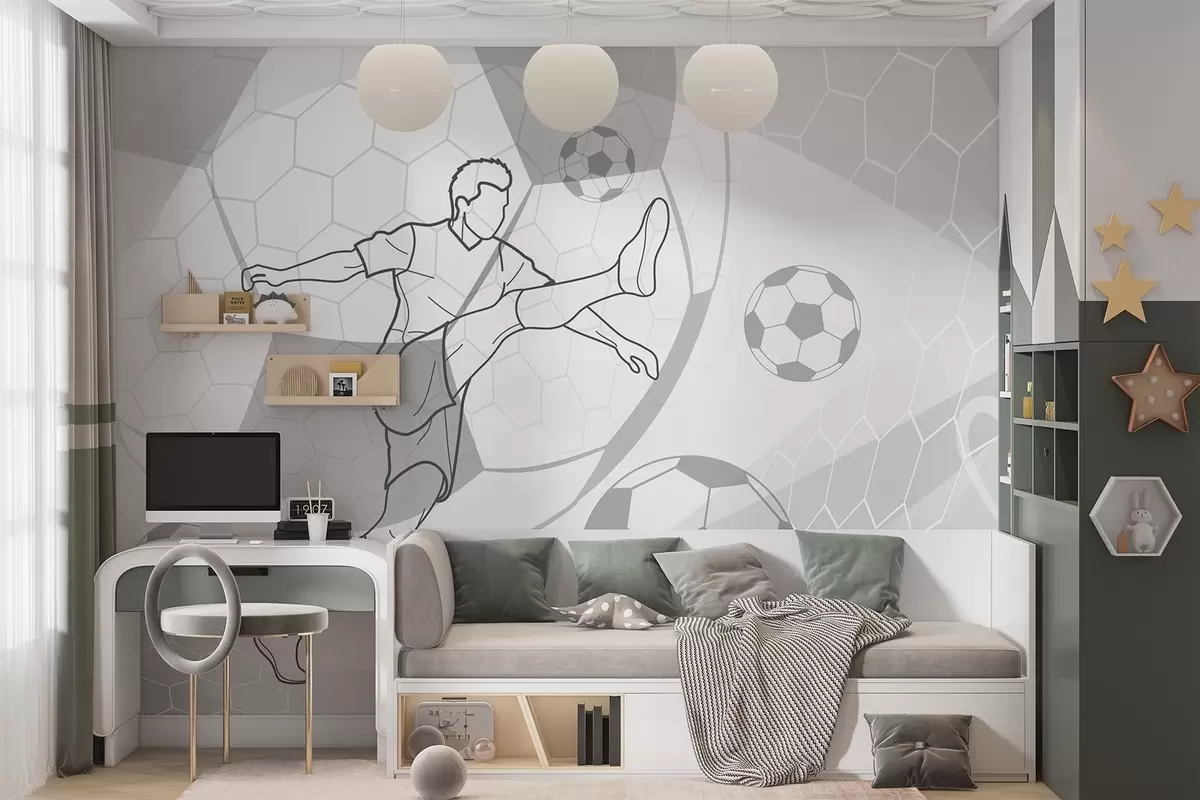 Wall Mural Photo Wallpaper Soccer player and balls w04601v1
