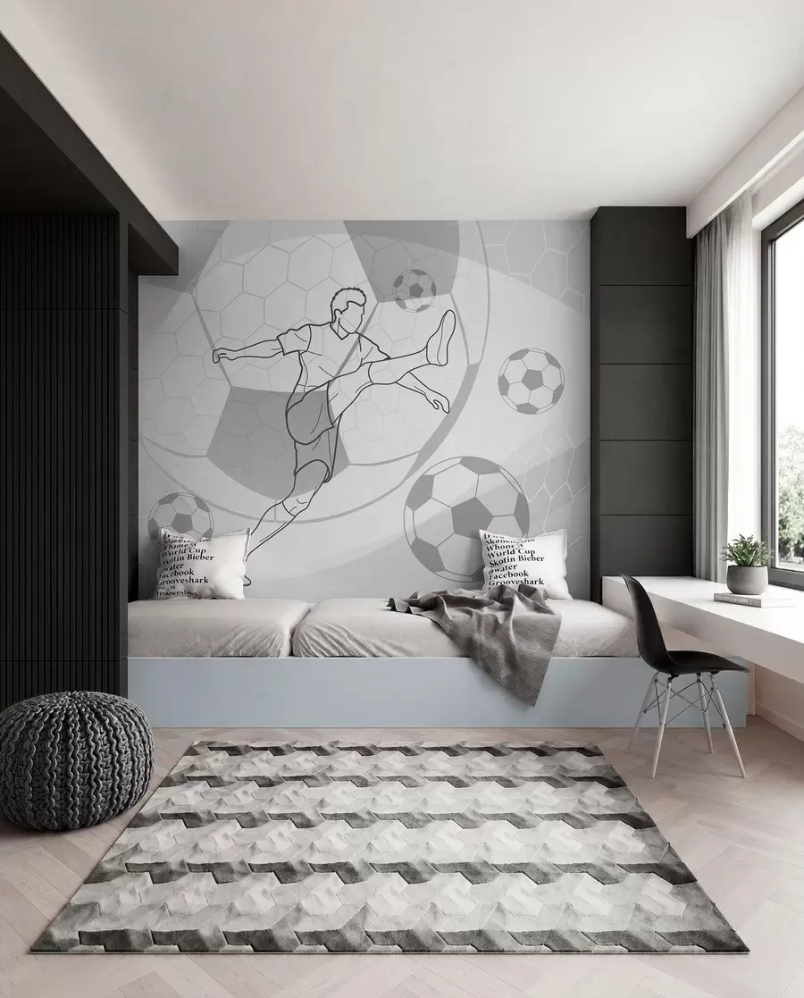 peintures murales Footballeur au trait w04601v1