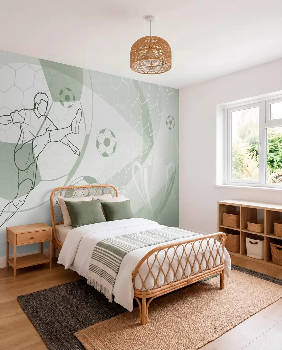 wall murals Soccer player and balls w04601v2