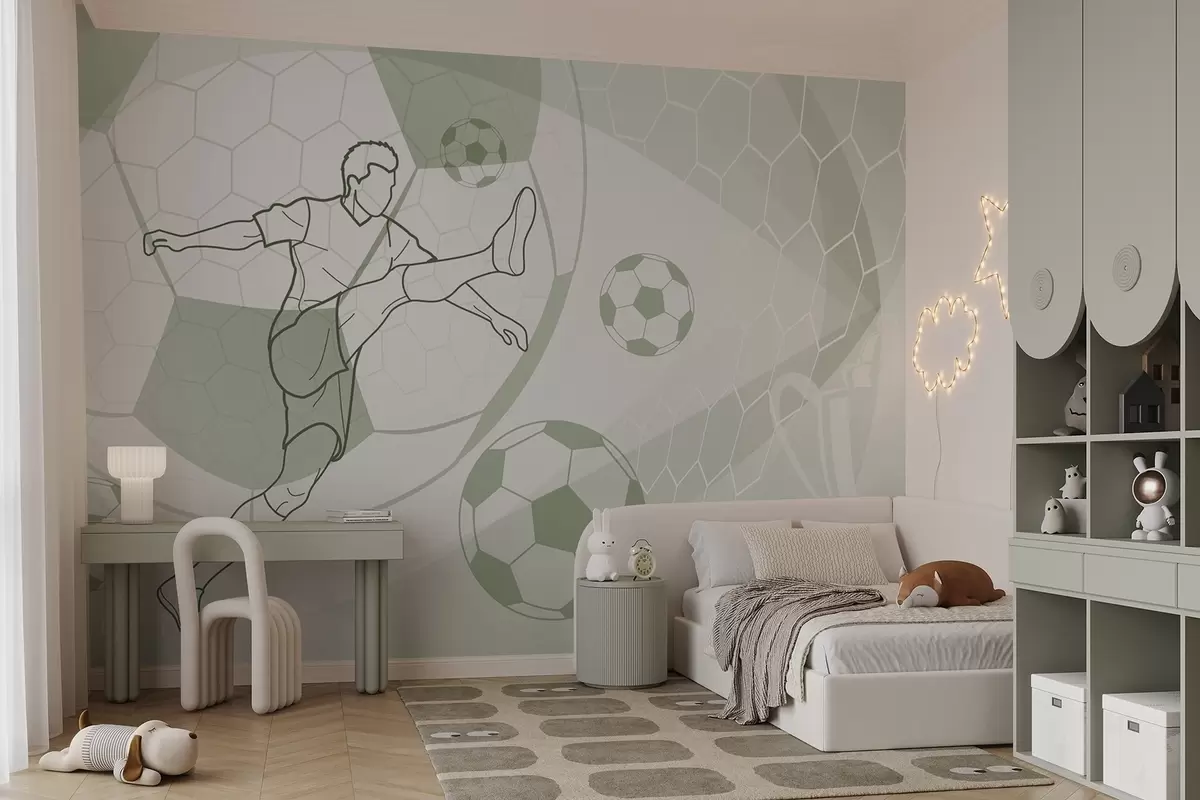 Wall Mural Photo Wallpaper Soccer player and balls w04601v2