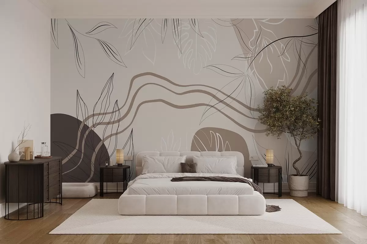 Wall Mural Photo Wallpaper Abstract with leaves w04604