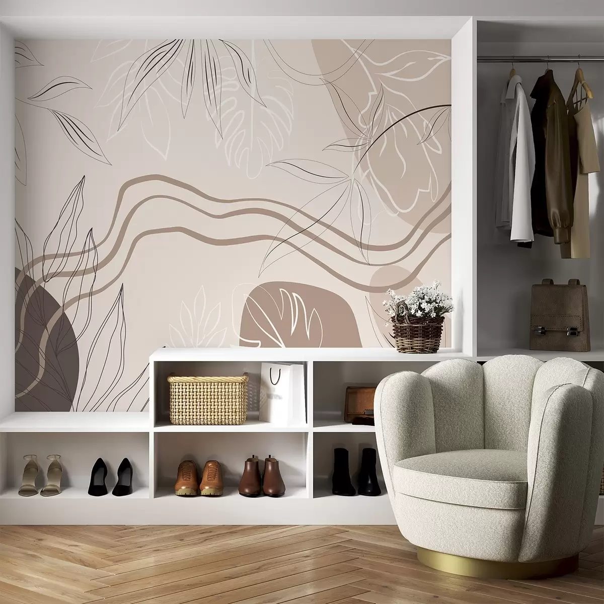 wall murals Abstract with leaves w04604