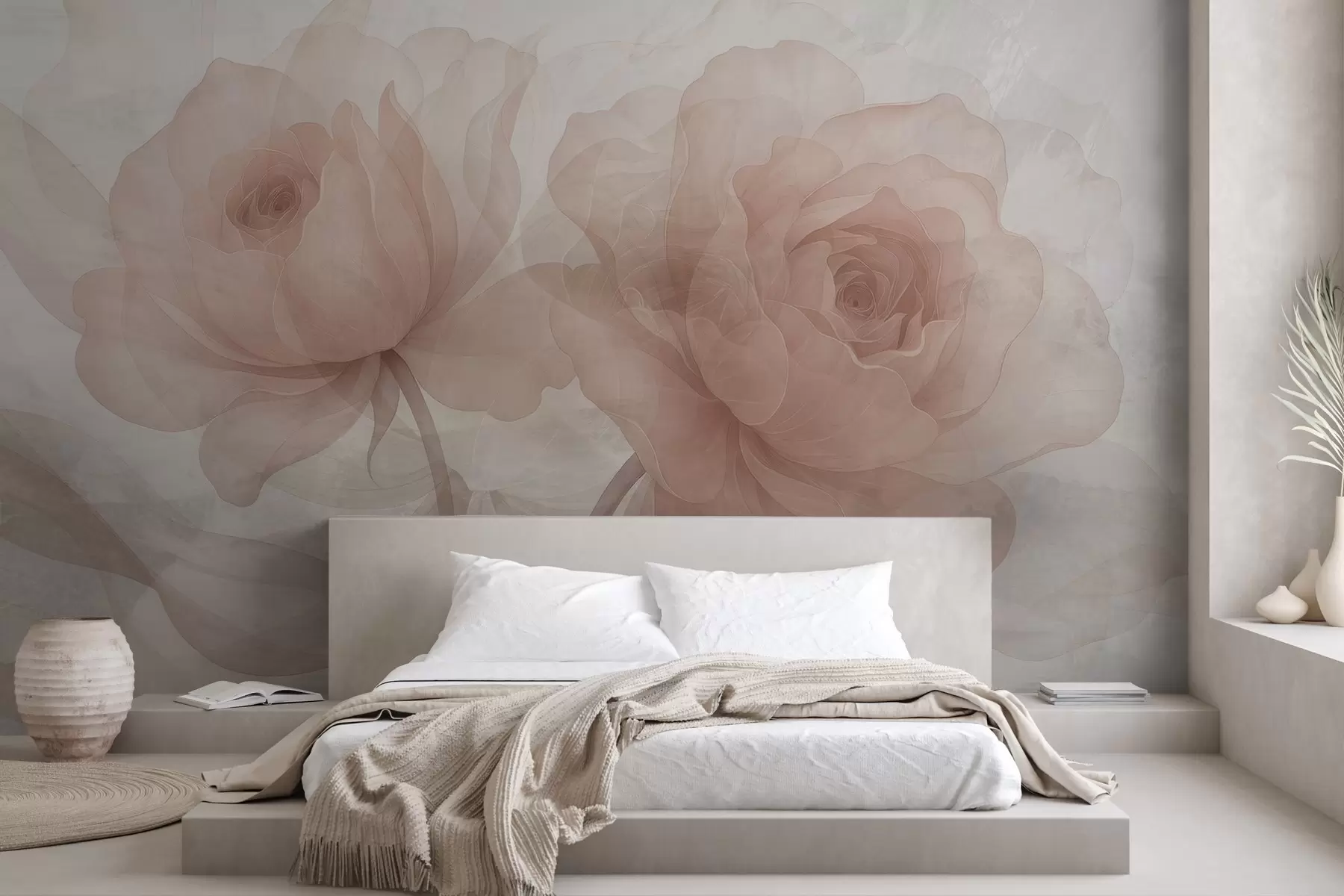 Wall Mural Photo Wallpaper Roses through concrete w04570