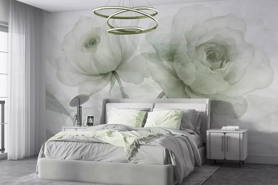 Wall Mural Photo Wallpaper Roses through concrete w04570v1