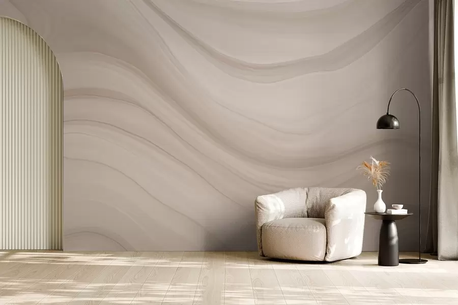 Wall Mural Photo Wallpaper Light beige abstraction with soft waves w04257