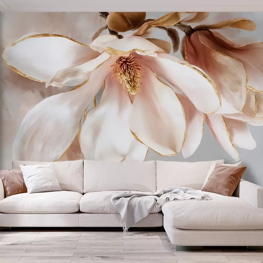 peintures murales Magnolia en fleurs aux tons pastel w09387