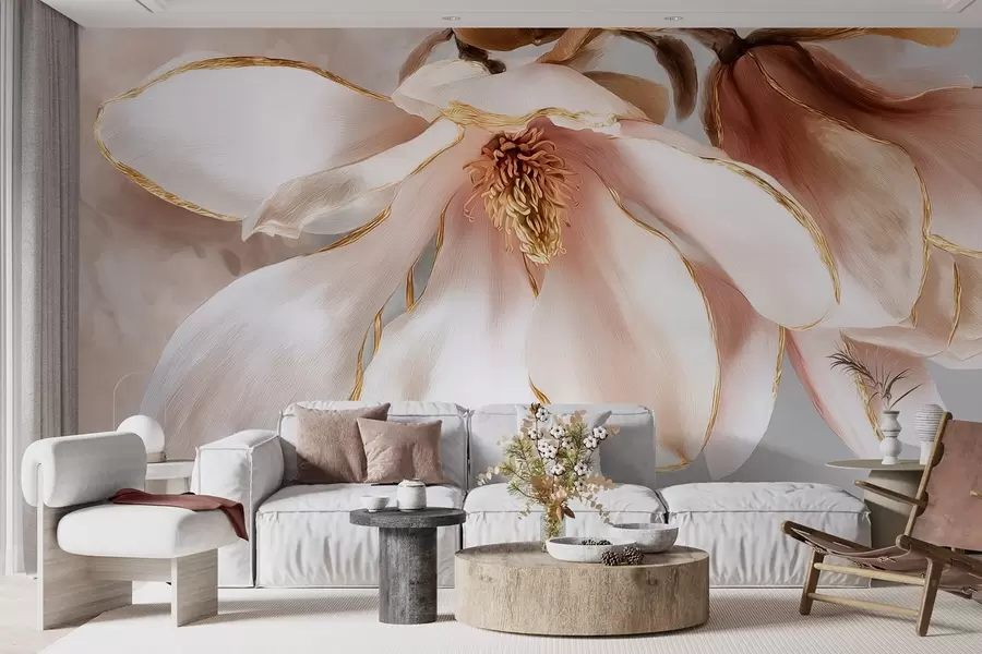 murales Magnolia en flor en tonos pastel w09387