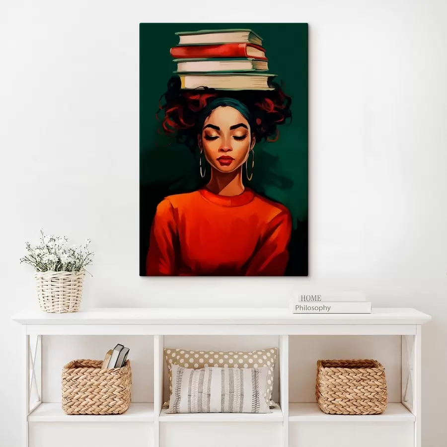 wall murals Woman with books on her head s45952