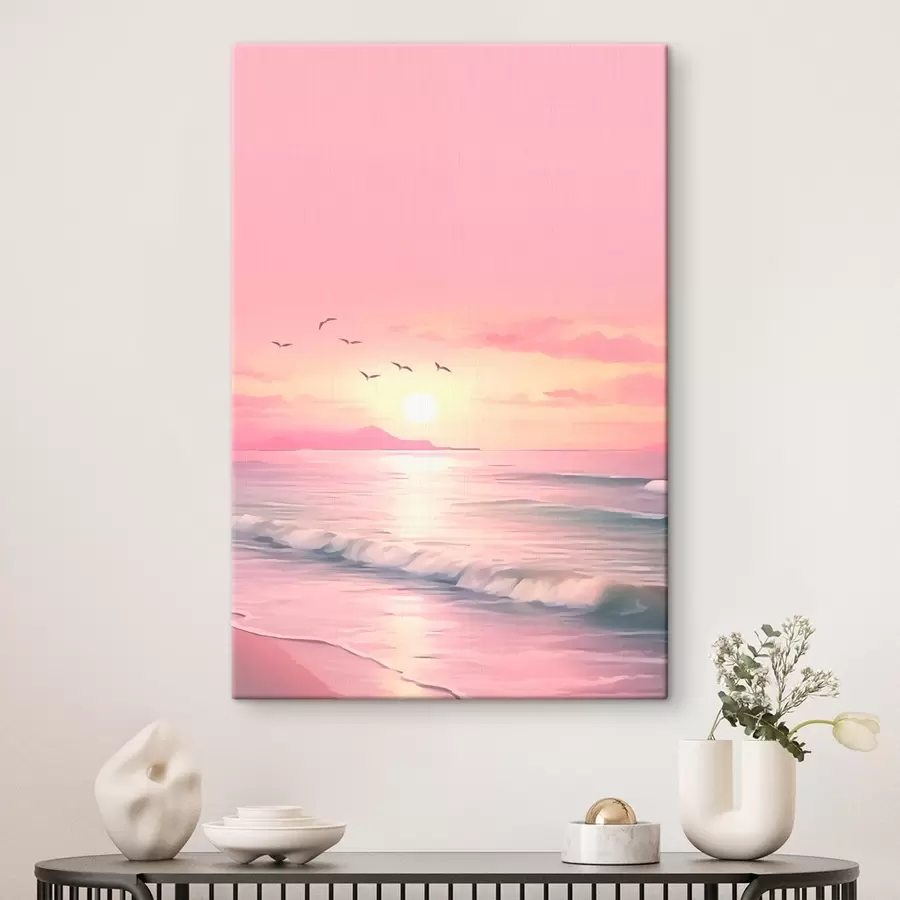 murales Puesta de sol rosada sobre el mar s45955