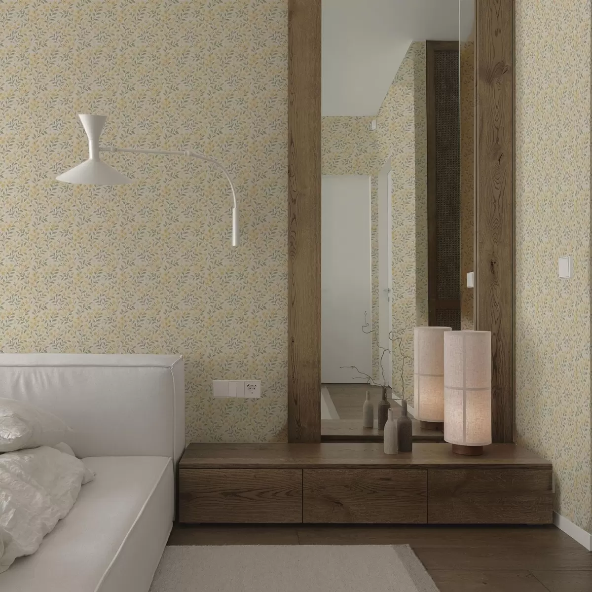 Wallpaper Watercolor yellow flowers on a light background a00570